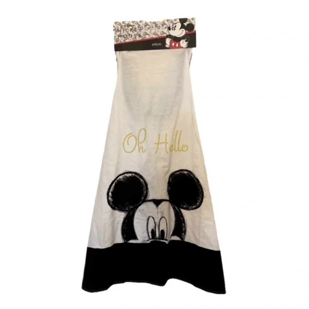 2 Disney Mickey Mouse & Minnie Mouse Aprons Oh Hello Peek A Boo 100% Cotton NWT